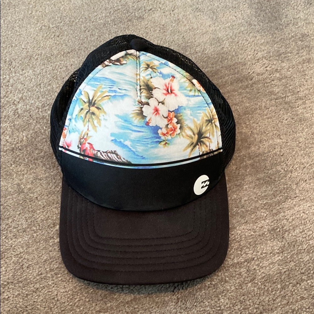 Floral Trucker Hat with Black Mesh